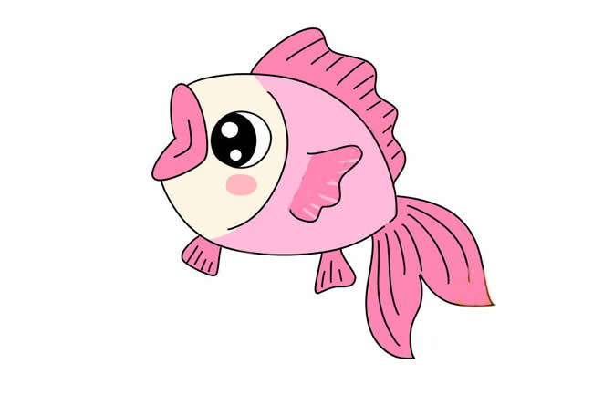 可愛漂亮的粉色小魚簡筆畫