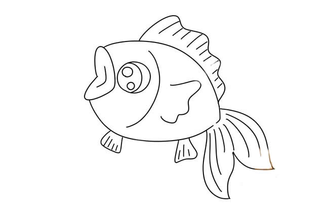 可愛漂亮的粉色小魚簡筆畫